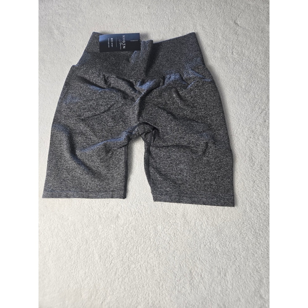 NVGTN Navi Seamless High Waisted Scrunch Biker Shorts Charcoal Marl Gray Size L